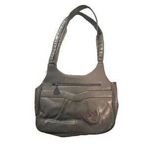 Tandem of California Vintage Tan-Sacs Grey Leather Purse Shoulder Bag